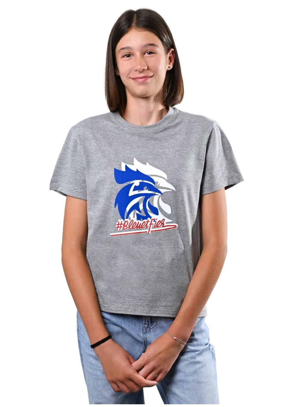 T-shirt Unisexe GRIS Bleu et Fier ENFANT